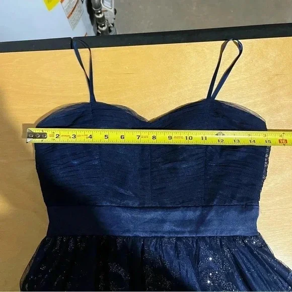 Hailey Logan by Adrianna Papell Formal Blue Glitter Mini Dress Size Juniors 5/6 - Picture 8 of 10